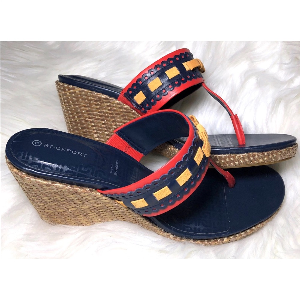 Rockport x Adidas Navy Contrast Wedge Heel Sandals